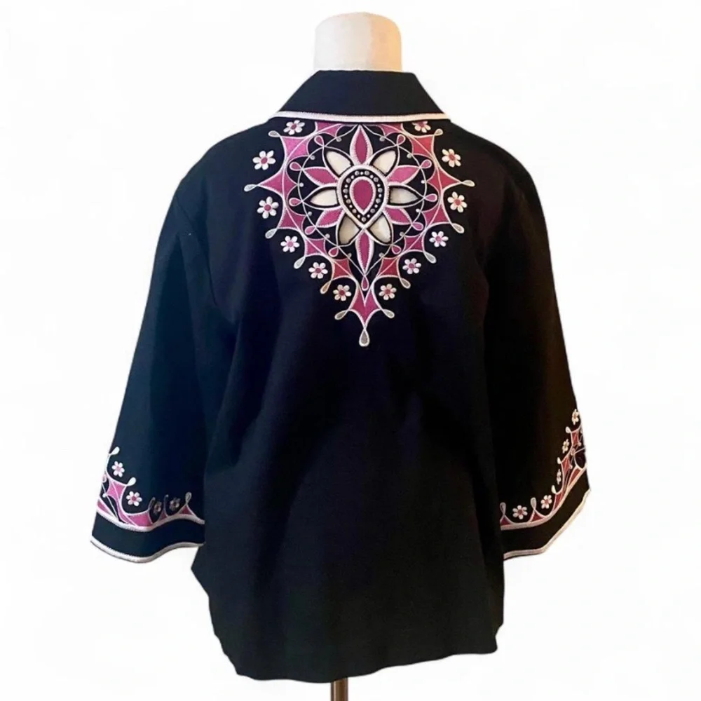Bob Mackie Wearable Art Embroidered Blazer, Size L - Picture 4 of 9